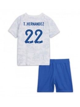 Frankrike Theo Hernandez #22 Replika Borta Kläder Barn VM 2022 Kortärmad (+ byxor)